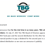 TBG Dividend Announcement